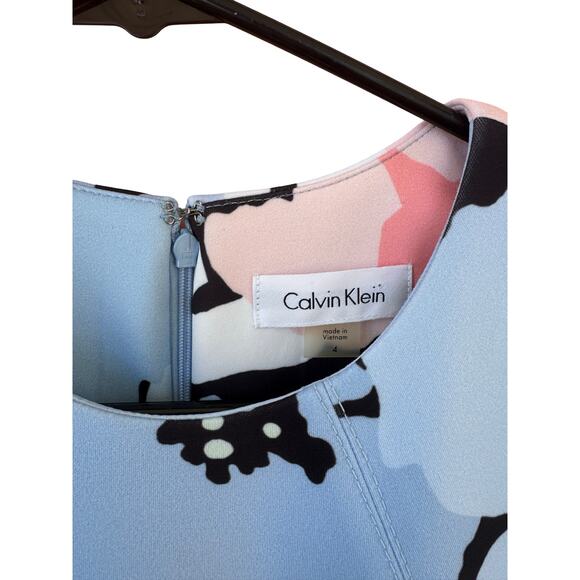 Calvin Klein Floral Sheath Dress - Women’s Size 4, Blue Multi, Sleeveless - Picture 3 of 6